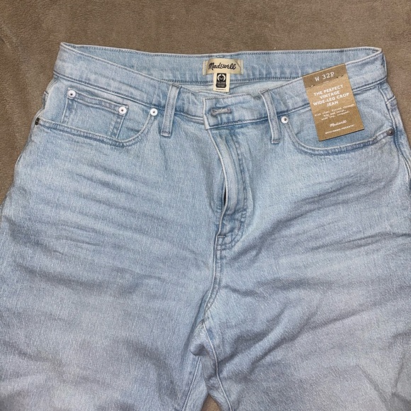 NWT Madewell Petite Perfect Vintage Wide-Leg Crop Jean in Ward Wash - Picture 8 of 11